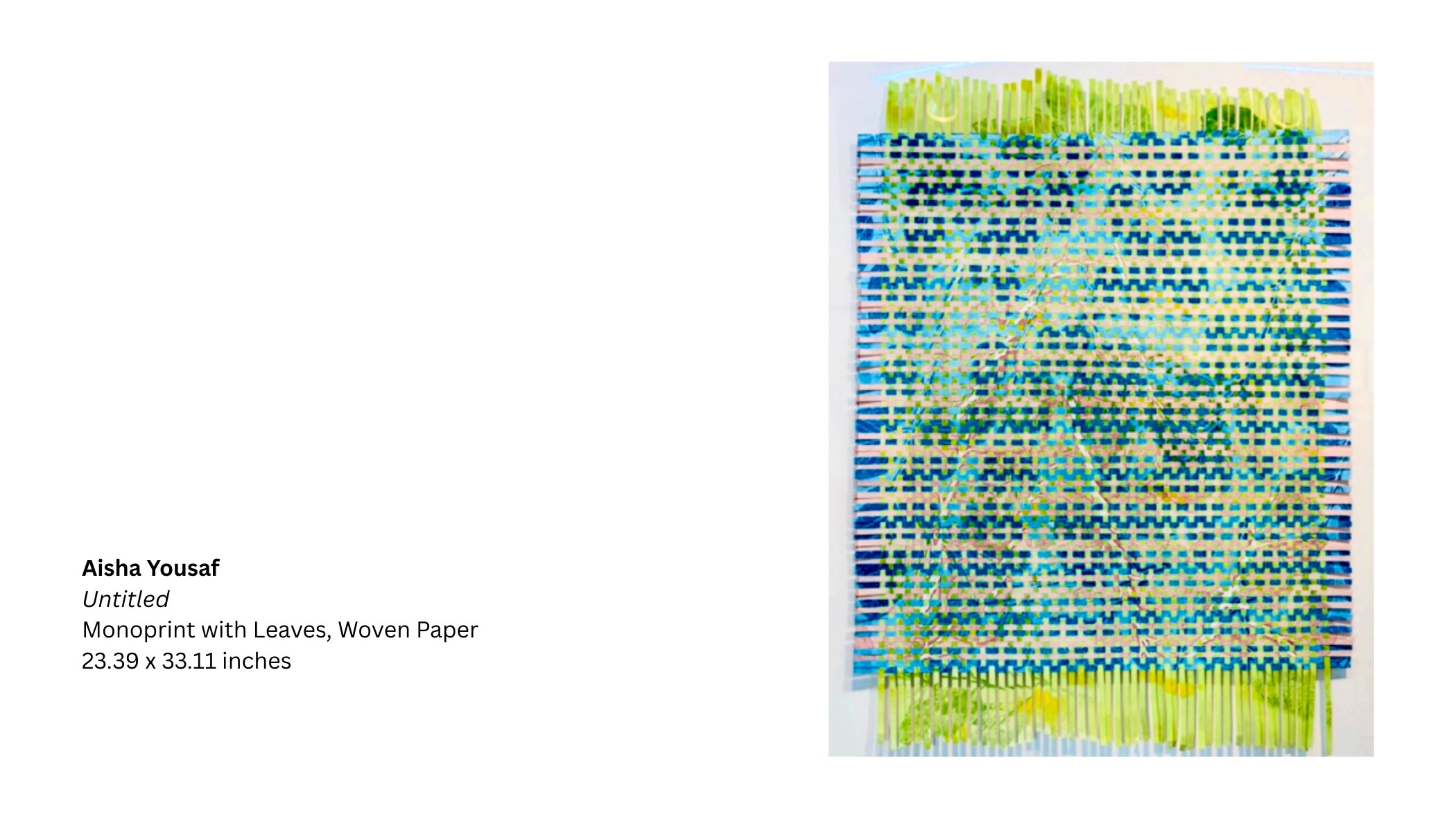 Untitled woven monoprint by Aisha Yousaf